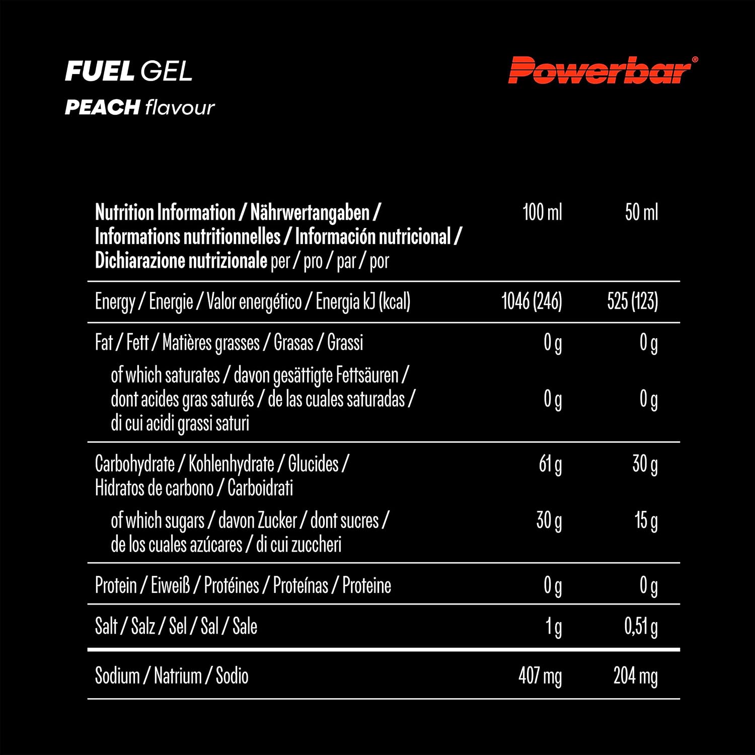 Detalle de Powerbar Black Line Fuel 30 Gel Peach – 12x50ml