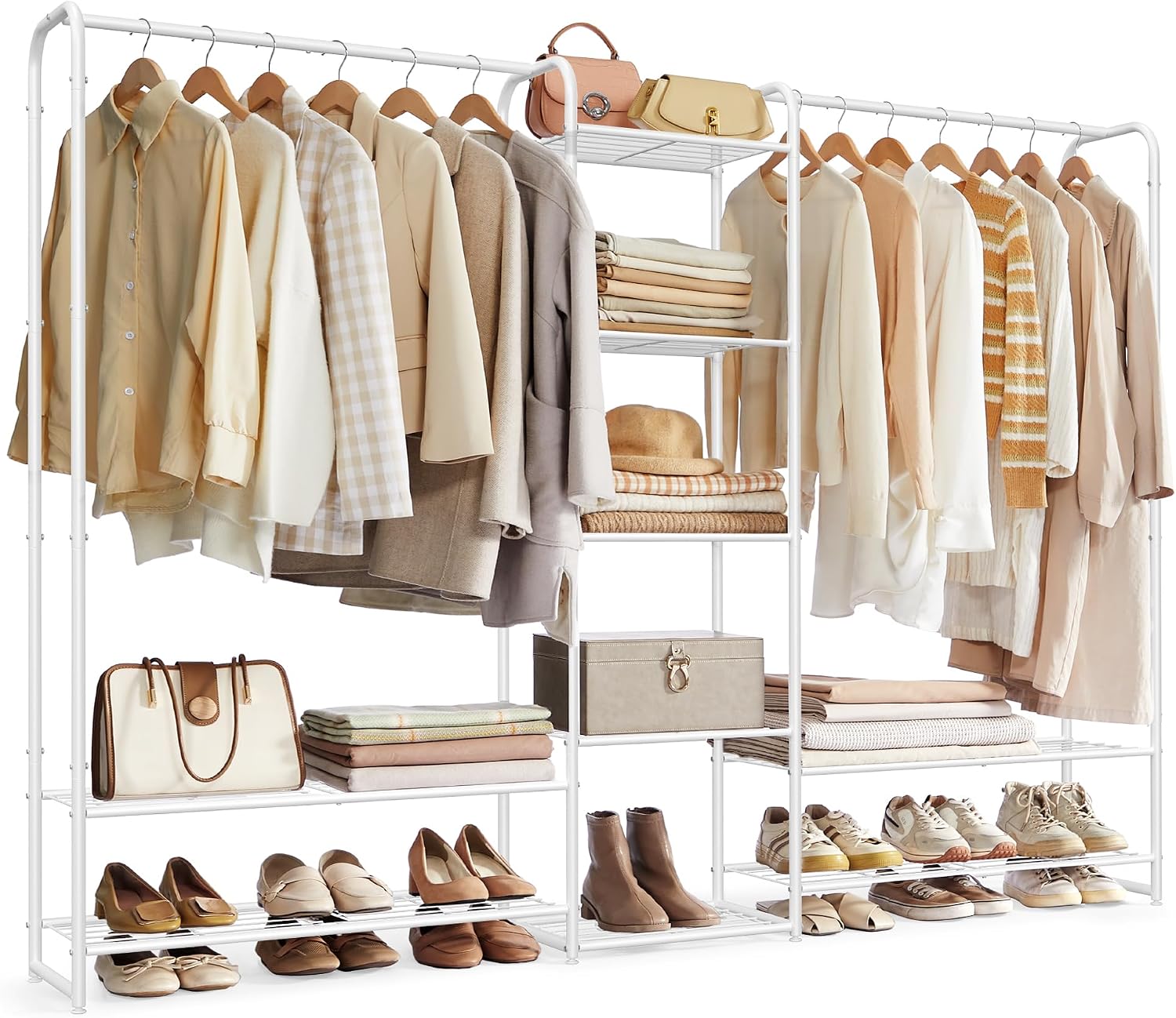 Detalle de SONGMICS PATAYE LGR463W01 Clothes Rail, 9 Shelves, Matte White Steel