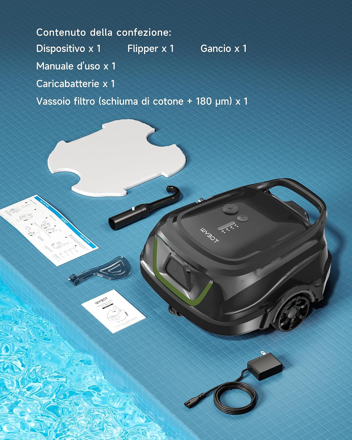 Thumbnail 6 de WYBOT A1p: Robot Piscina Senza Fili per Pulizia Autonoma di Aree Fino a 100 m²