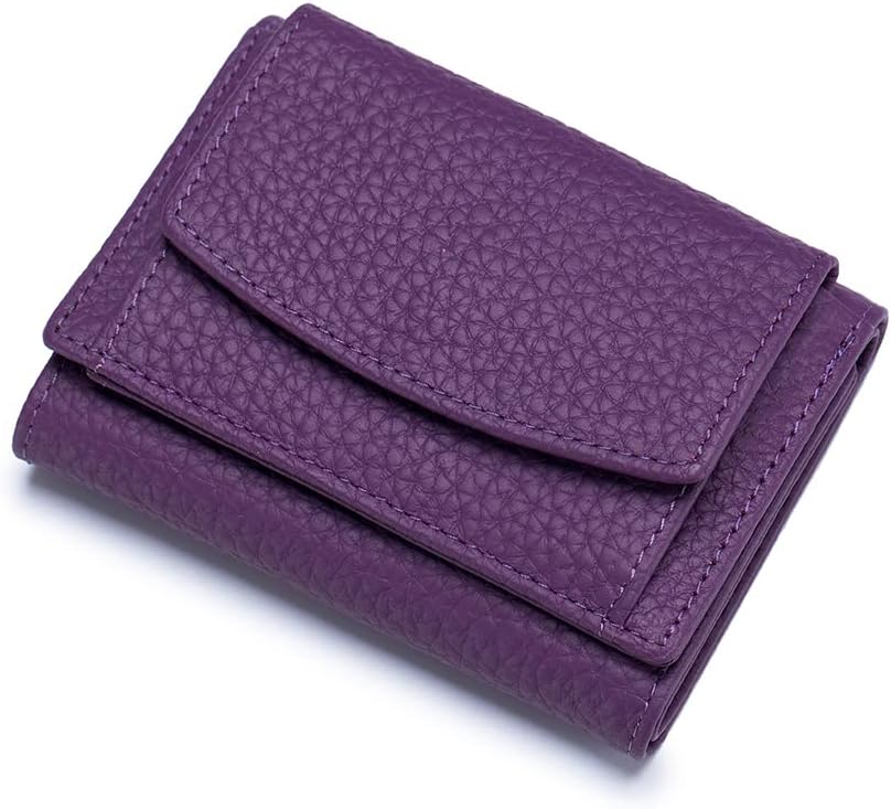 Detalle de ZhaoCo kleine Damen-Geldbörse mit Münzfach aus echtem Leder (RFID-Schutz) – violett