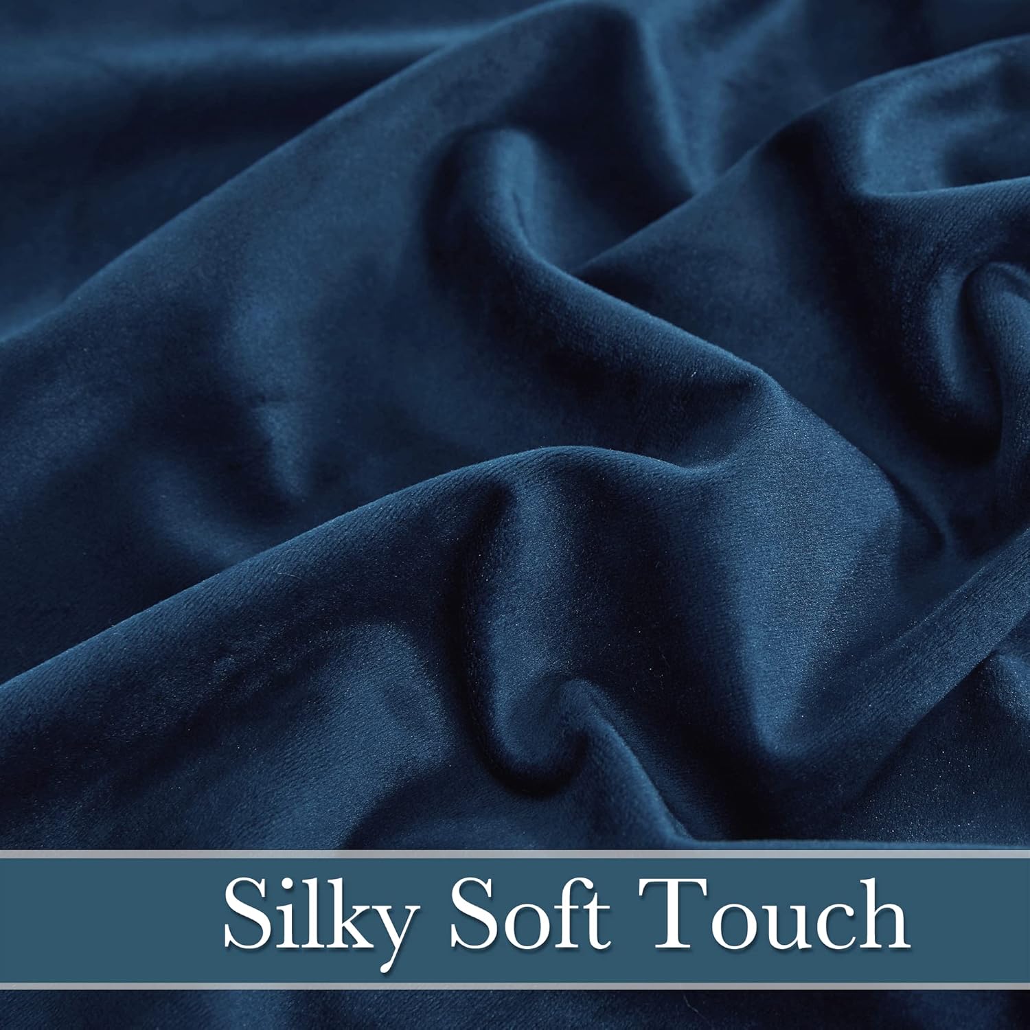 Thumbnail 4 de RYB Home Blue Velvet Curtains 90 Inches – Navy Velvet Blackout Panels, 2-Pack (W52 x L90 each, Total W104 x L90)