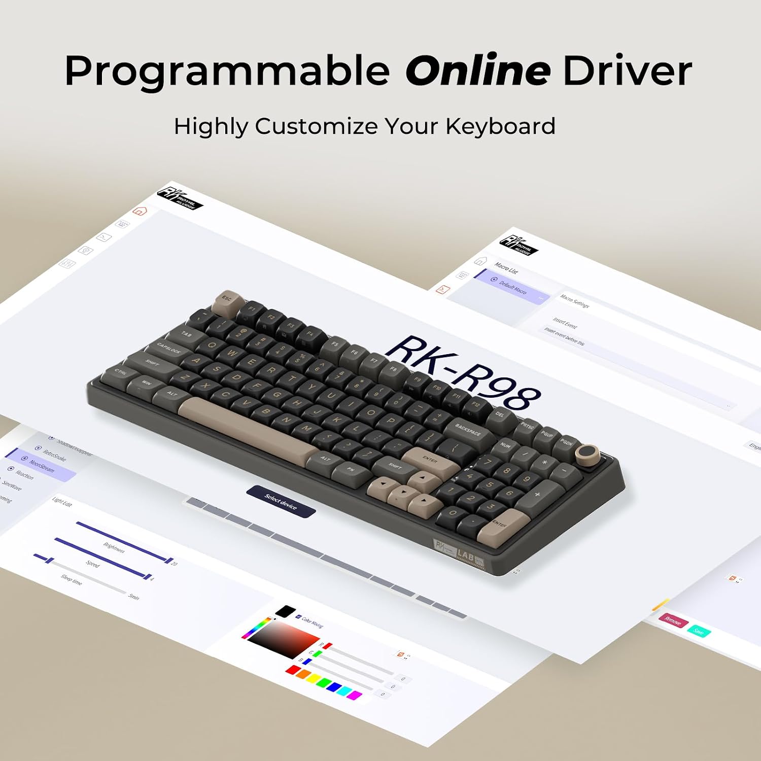 Detalle de RK ROYAL KLUDGE R98 Pro Wired Mechanical Keyboard with Numpad, Volume Knob, and Gasket Mount