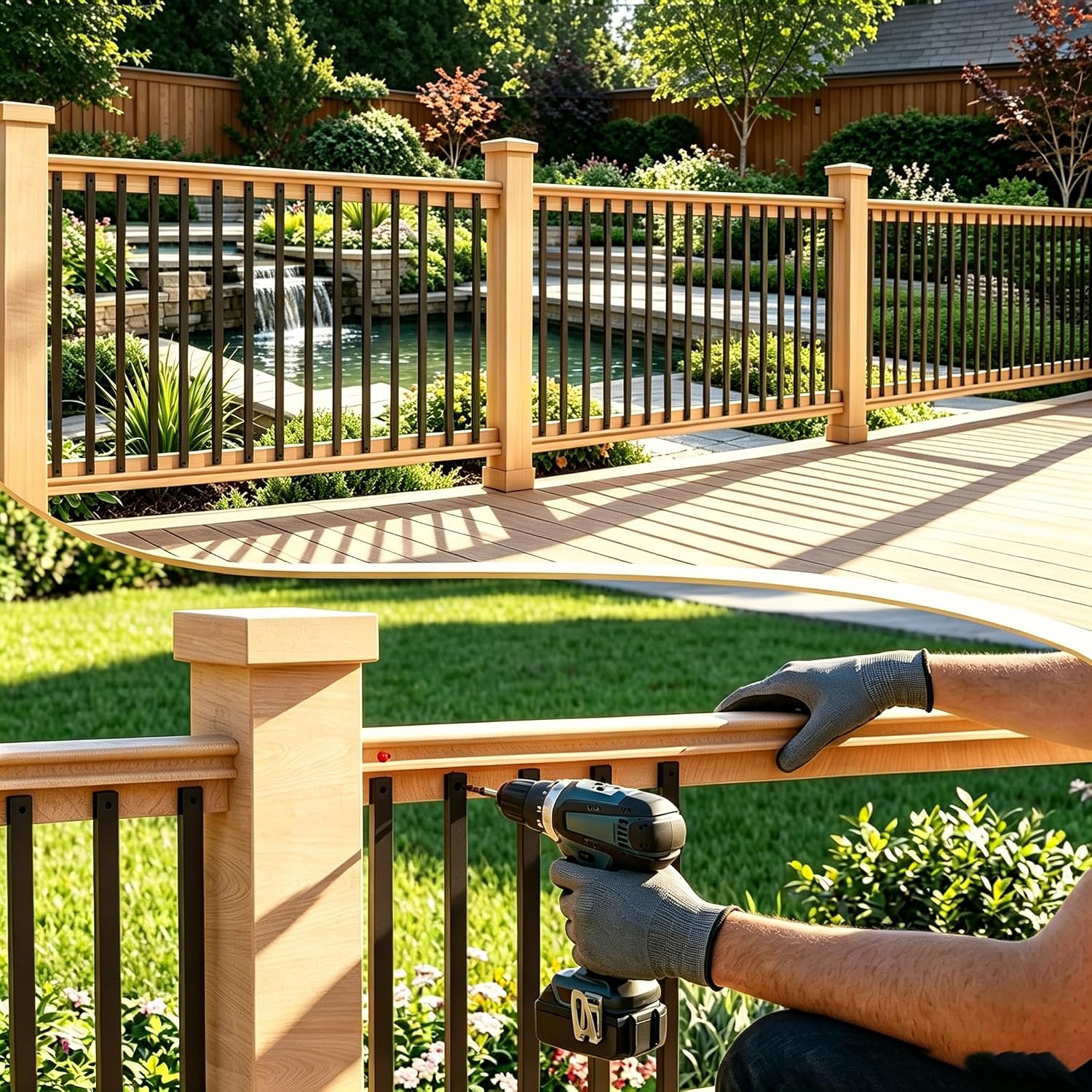 Detalle de HZIU 101-Pack 29.5-Inch Rectangular Stainless Steel Deck Balusters, Black