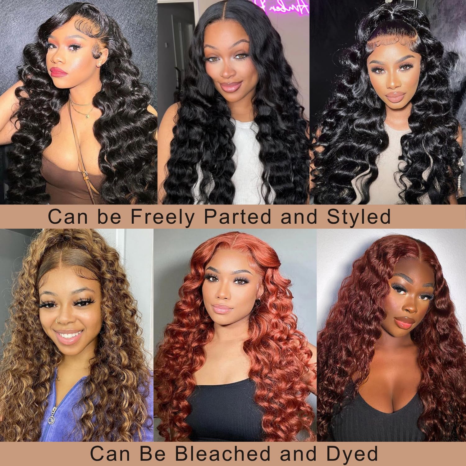 Detalle de AAKJJ Deep Wave 13x4 HD Lace Front Wig (200% Density) — Glueless, Pre-Plucked, 26 Inch