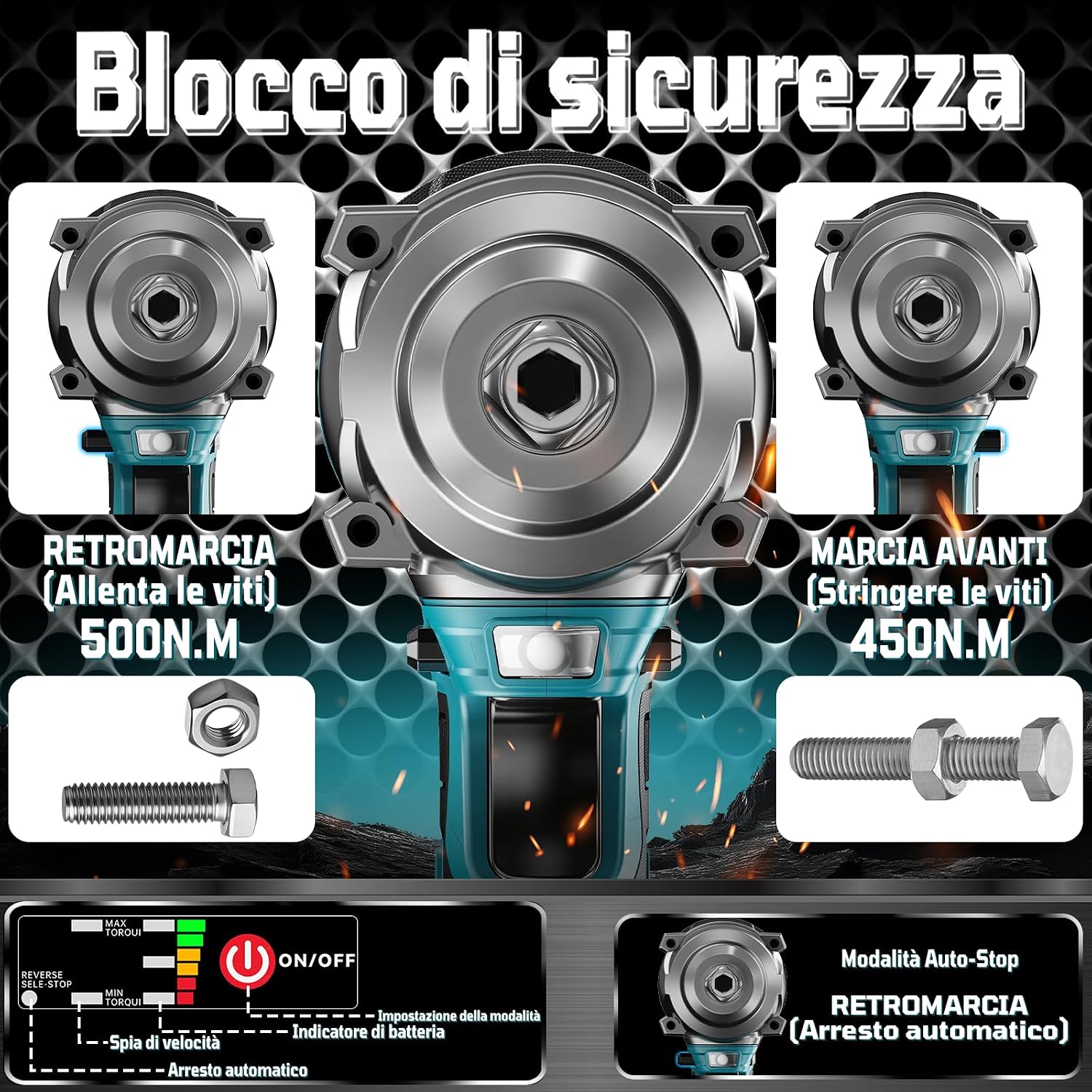 Detalle de Olubfdh Avvitatore a Impulsi Brushless 21V, 500 Nm, 3-in-1 con Batteria 4,0 Ah e Caricabatterie