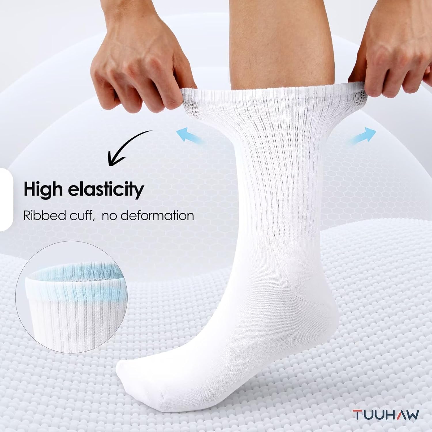 Detalle de TUUHAW Chaussettes Homme 43-46 Blanche – Chaussettes de Tennis en Coton