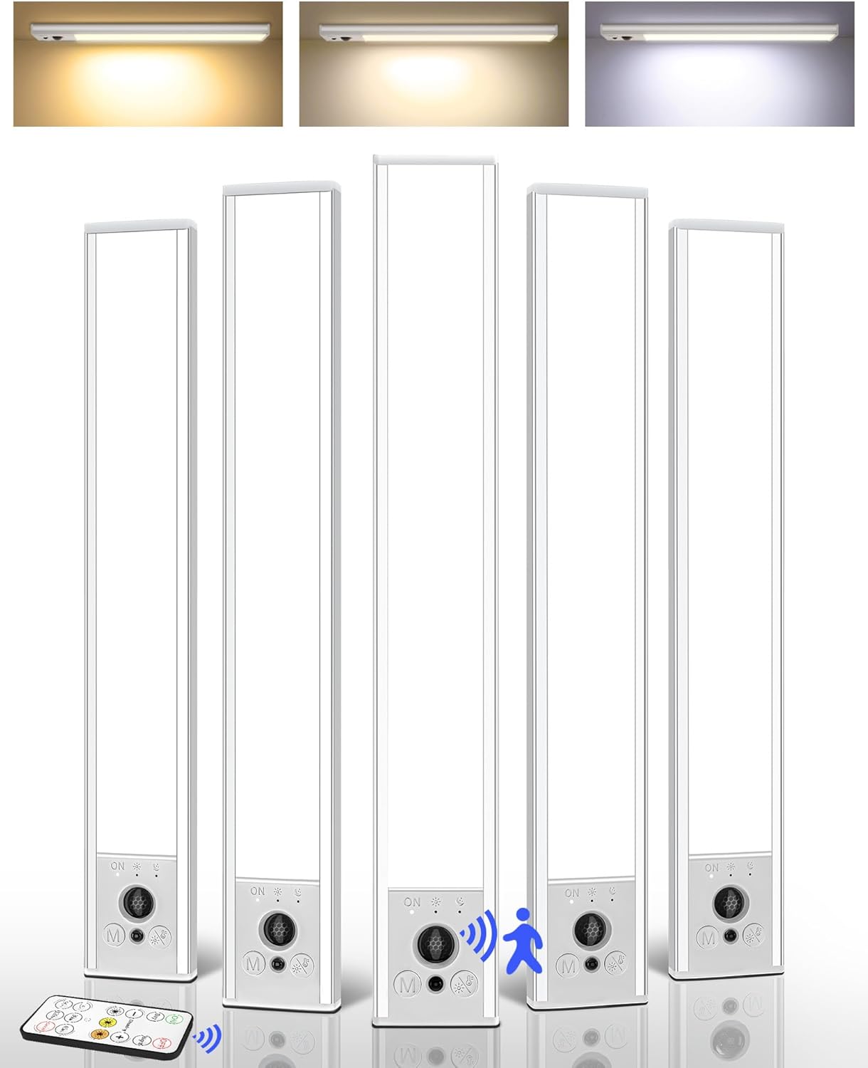 Detalle de EZVALO EZL2410A Under-Cabinet Lights, 5-Pack, 12-Inch Magnetic Motion Sensor