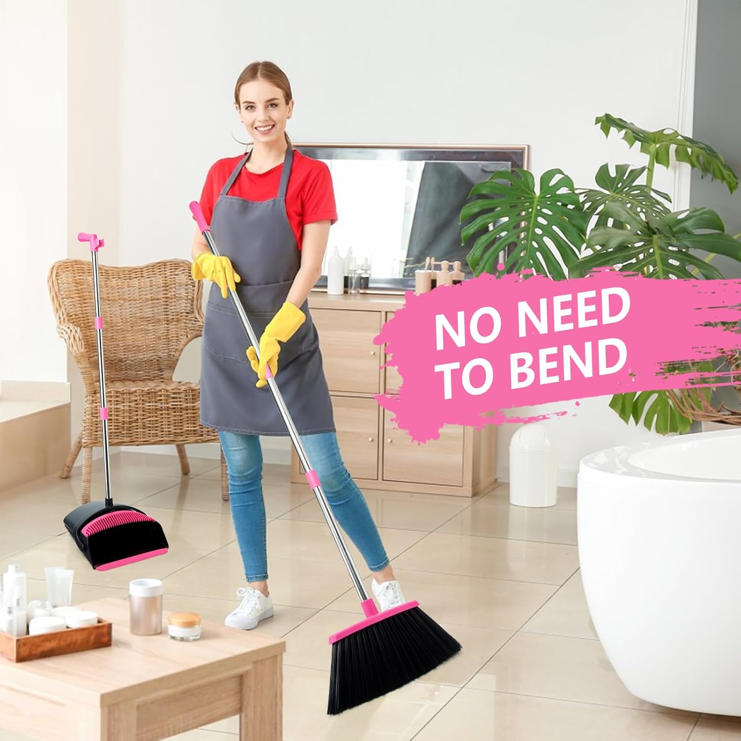 Thumbnail 6 de XXFLOWER Dustpan and Brush Set Long Handled 51.2in
