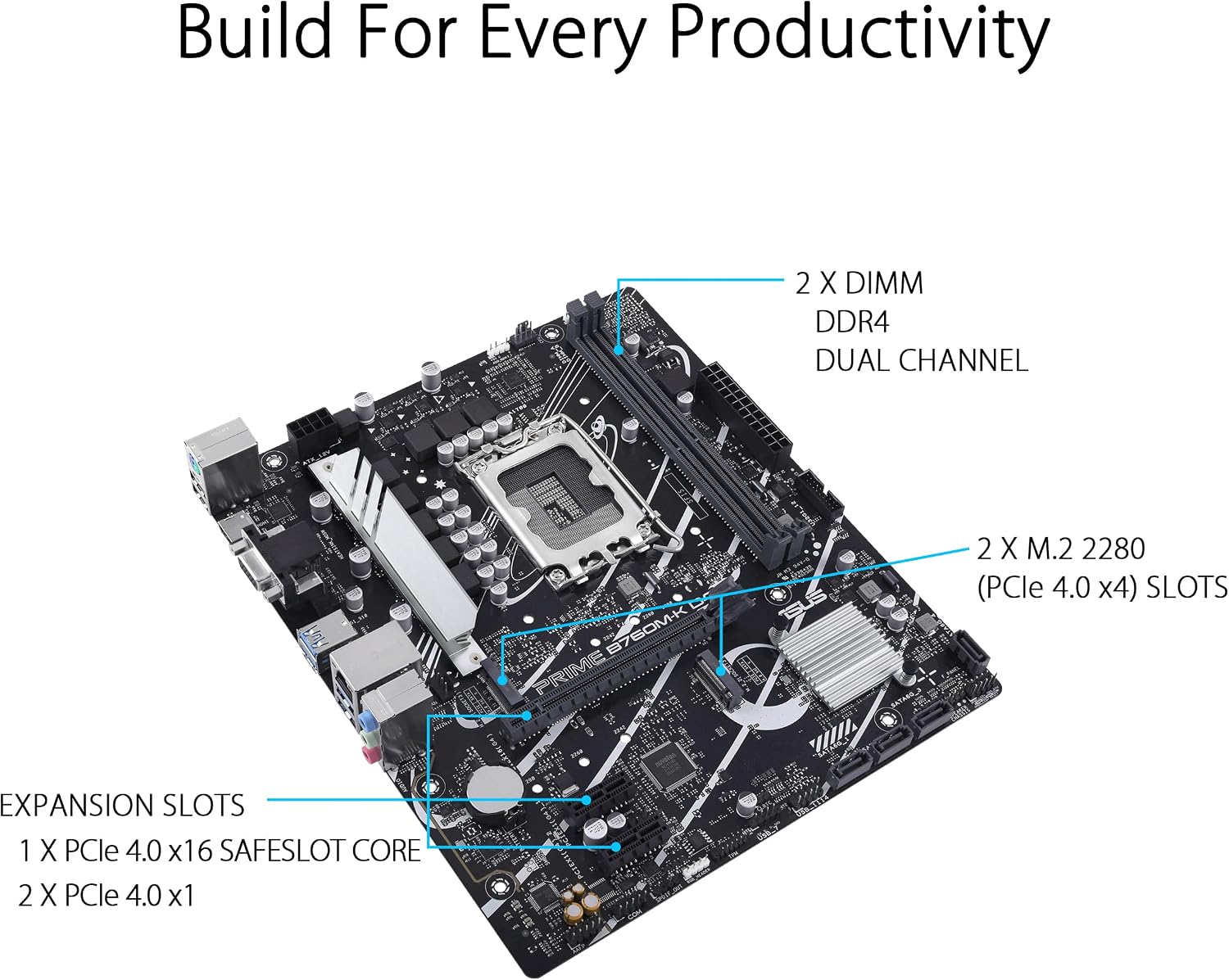 Thumbnail 4 de ASUS PRIME B760M-K D4 LGA1700 microATX motherboard with DDR4