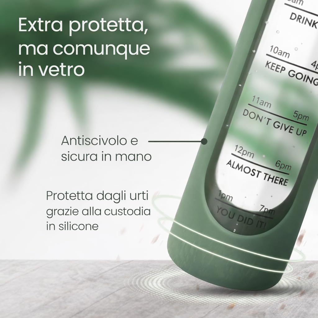 Detalle de Amalindo Borraccia in vetro 1 L: design robusto e sostenibile per bevande gassate