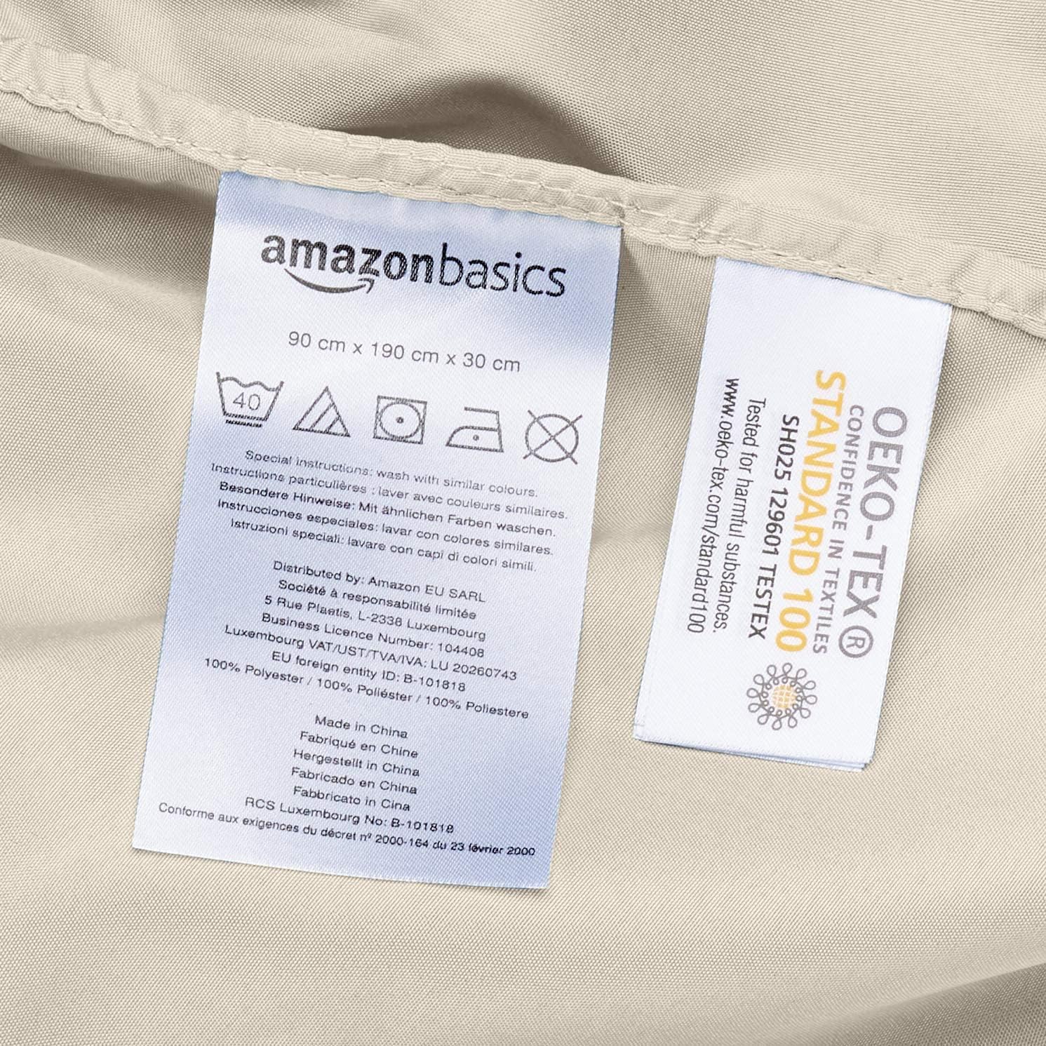 Thumbnail 5 de Amazon Basics Drap-housse en microfibre Beige 90 x 190 x 30 cm