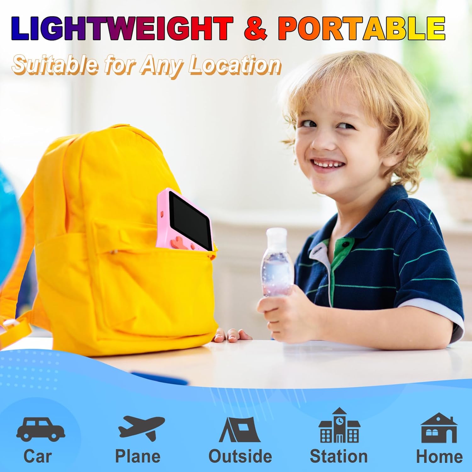 Detalle de Tragbare Spielkonsole für Kinder mit 139 32-Bit-Spielen – 3,0 Zoll IPS-Display, wiederaufladbar