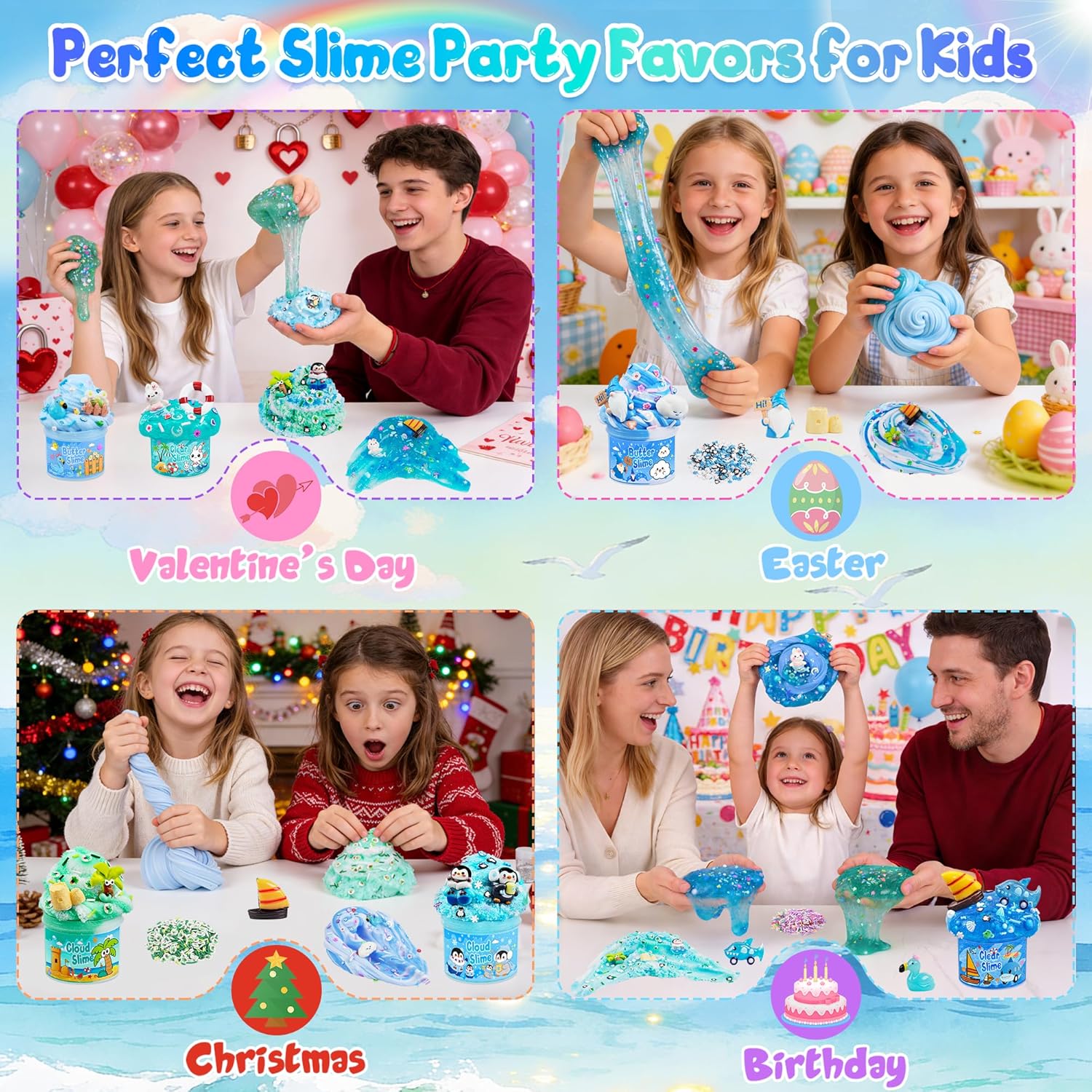 Thumbnail 6 de LAWOHO 6 Pack Blue Ocean Slime Kit (6×60ml) with Ocean Charms & Add-Ins