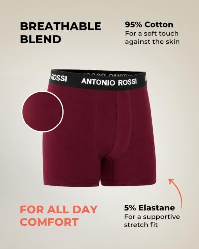 Detalle de AN TONIO ROSSI Mens Boxers 12 Pack – Cotton, Breathable, Stretch Fit