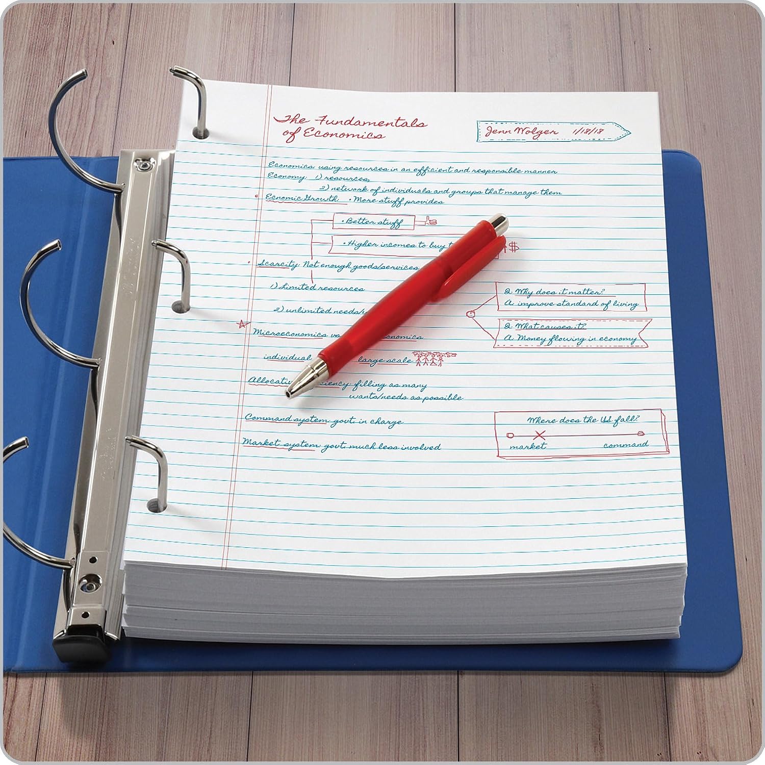 Detalle de Oxford 500-Sheet College Rule Loose Leaf Paper, 8.5 x 11, 3-Hole Punch (62349)