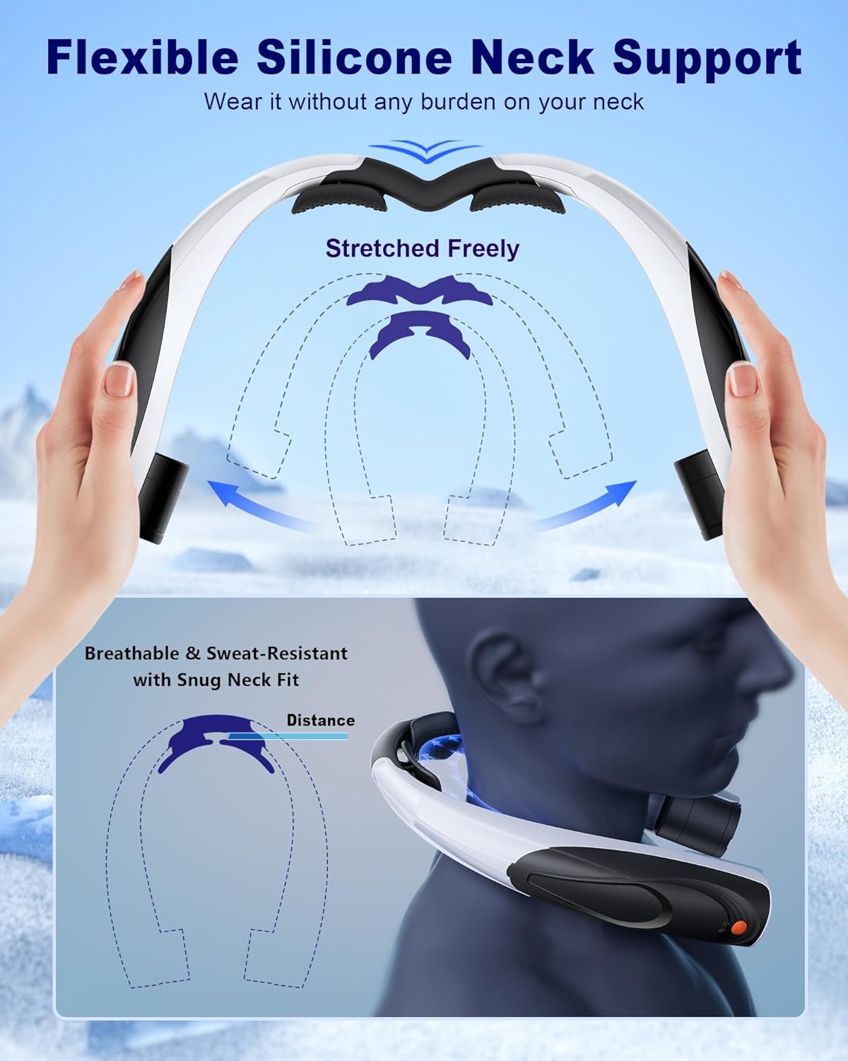 Thumbnail 5 de Portable Neck Fan with 6 Speeds and 6000mAh USB-C Rechargeable Battery – Hands-Free Wearable Cooling Fan