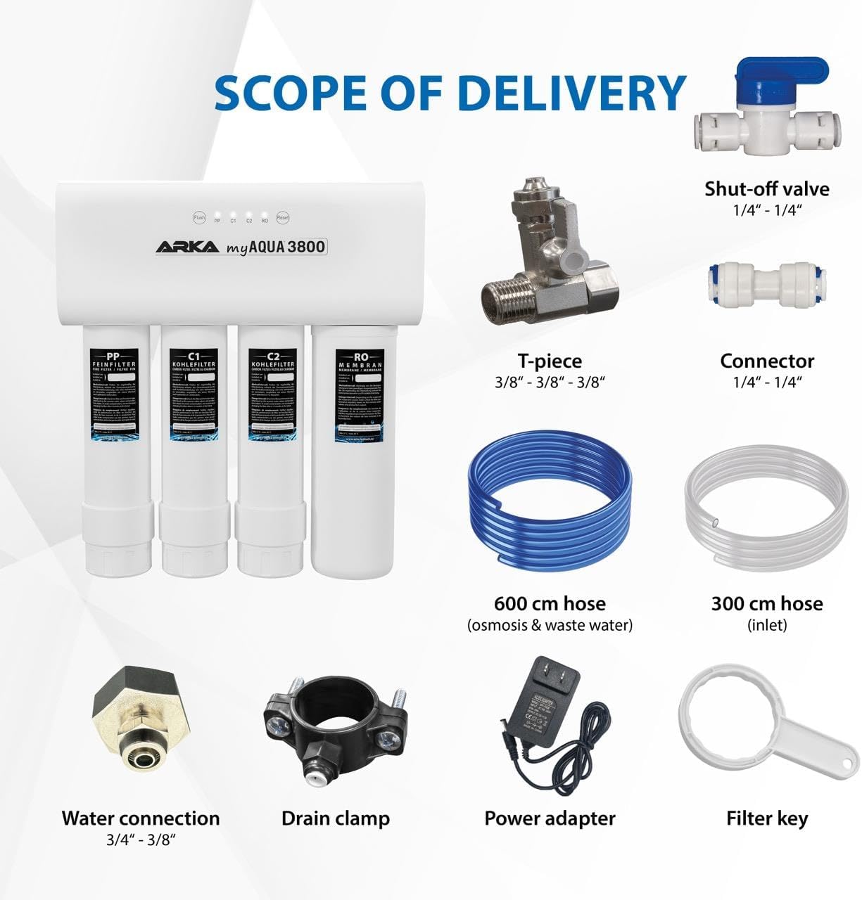 Detalle 1 de ARKA myAQUA 3800 – zestaw odwróconej osmozy do akwarium z pompą, do 3800 l/dobę