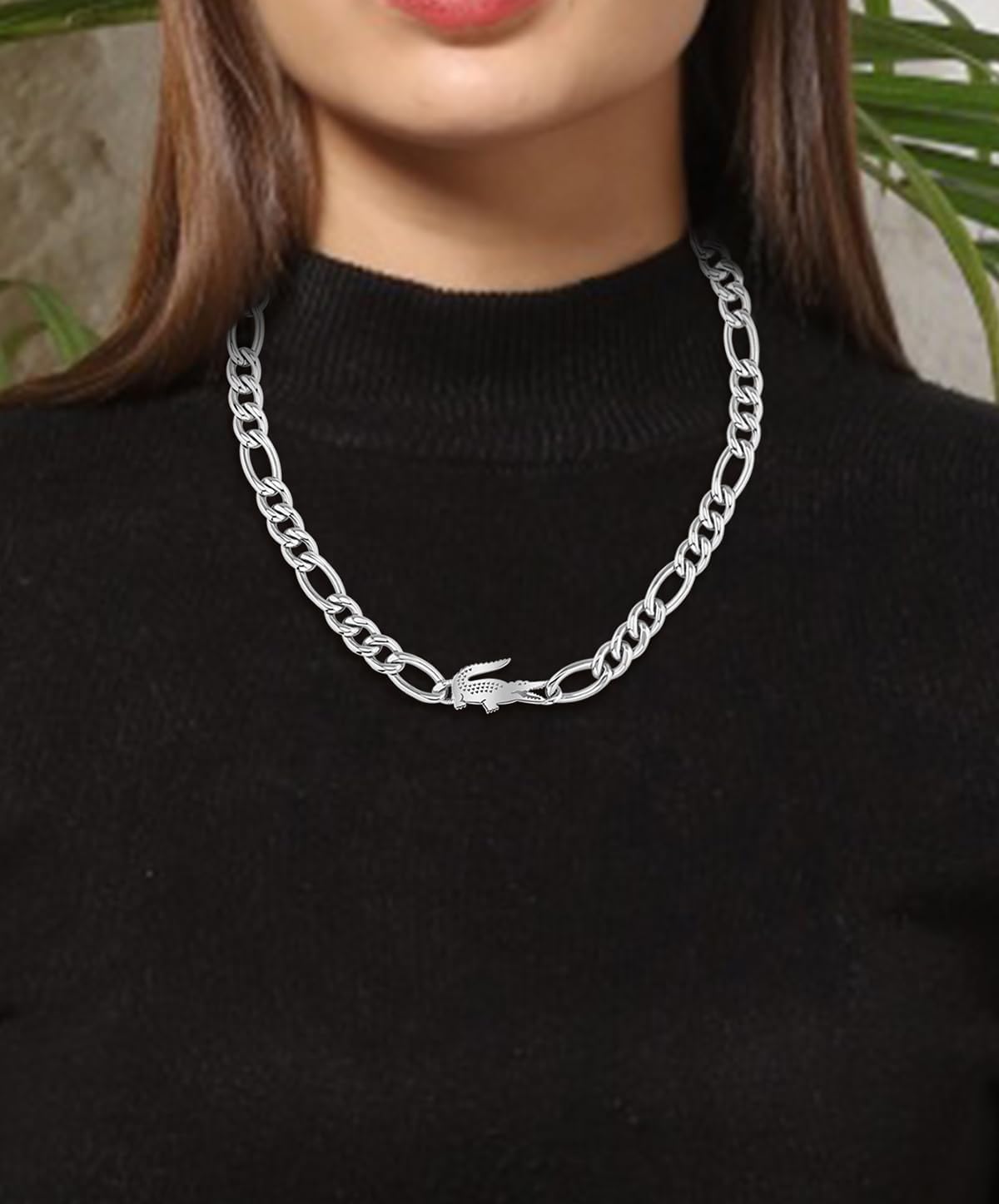 Thumbnail 3 de Collier Lacoste Crocodile en acier inoxydable pour homme et femme avec pendentif crocodile (version or ou argent)