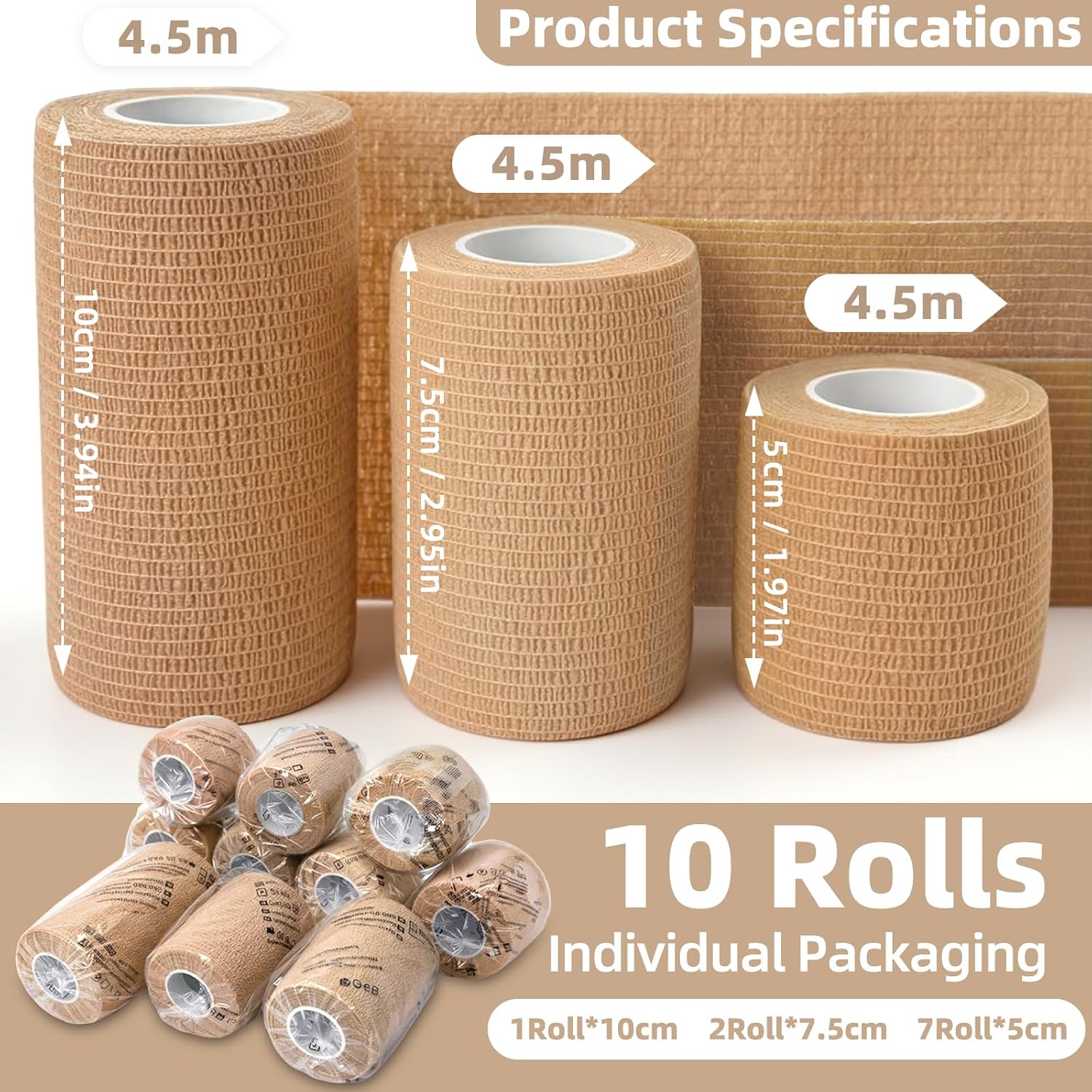 Thumbnail 1 de HONYAO self adhesive bandage 4.5m, 10 rolls