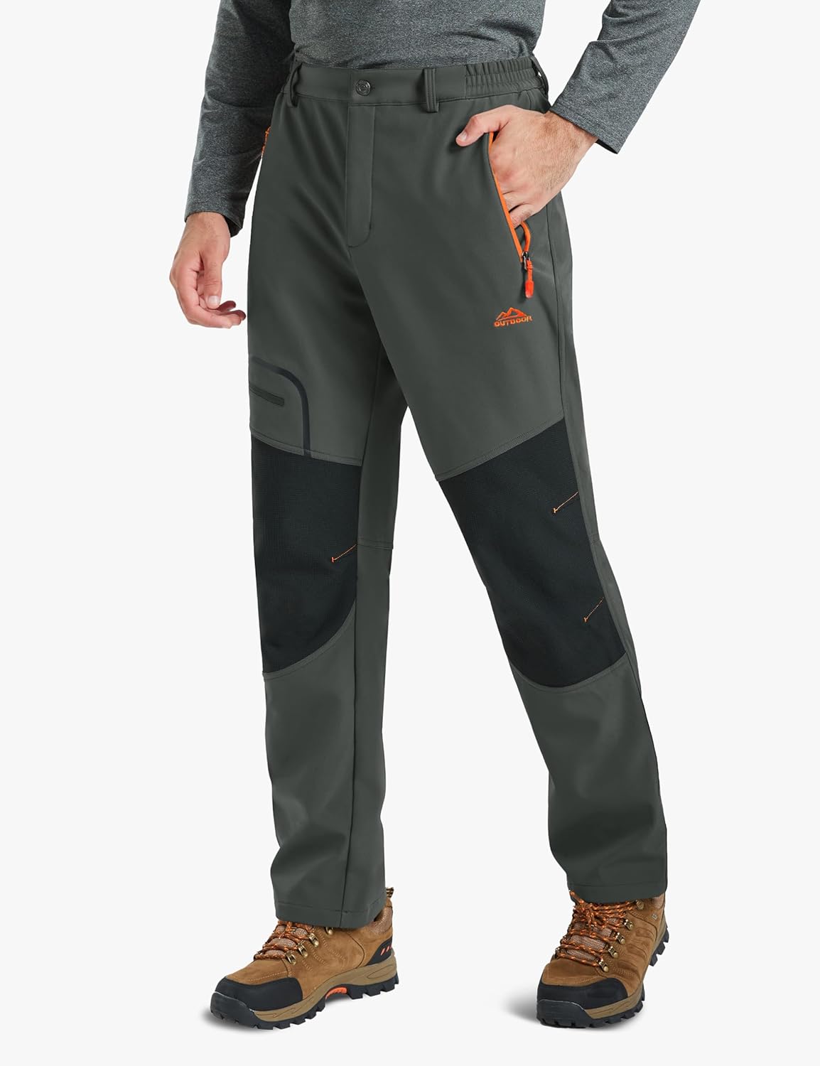 Detalle de TACVASEN Men's Outdoor Winter Trousers: Fleece Softshell, Wind and Water-Resistant Hiking Trousers