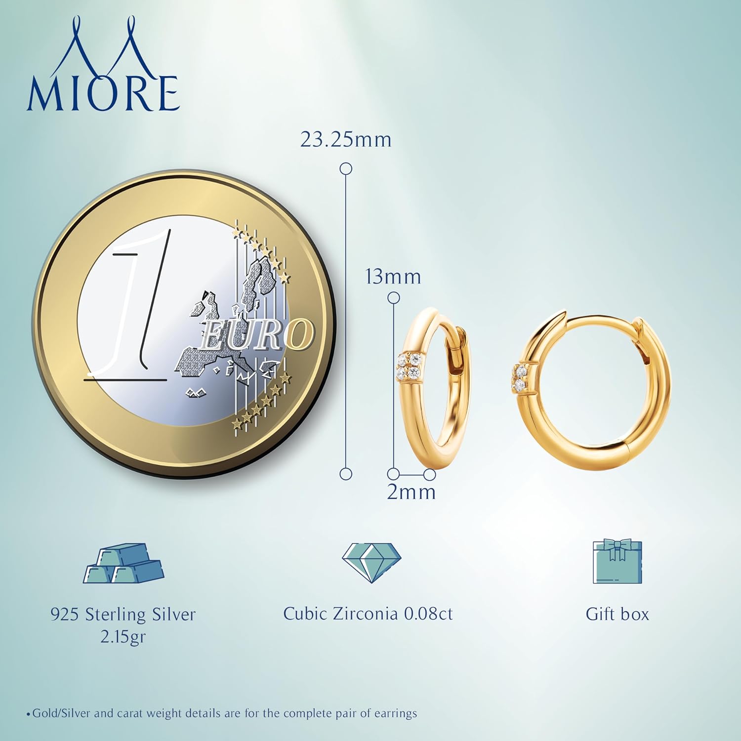 Detalle de MIORE Orecchini Donna Argento 925 2,15 g