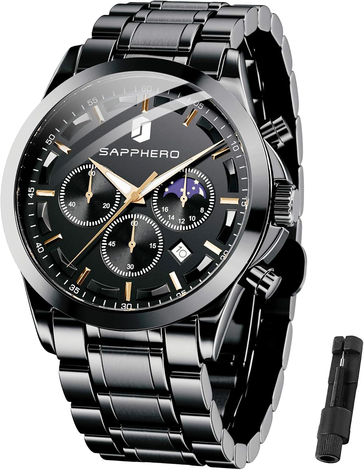 Detalle de BENYAR BY Herrenuhr – Chronograph, 30 m Wasserdicht, Edelstahlarmband, Quarzwerk