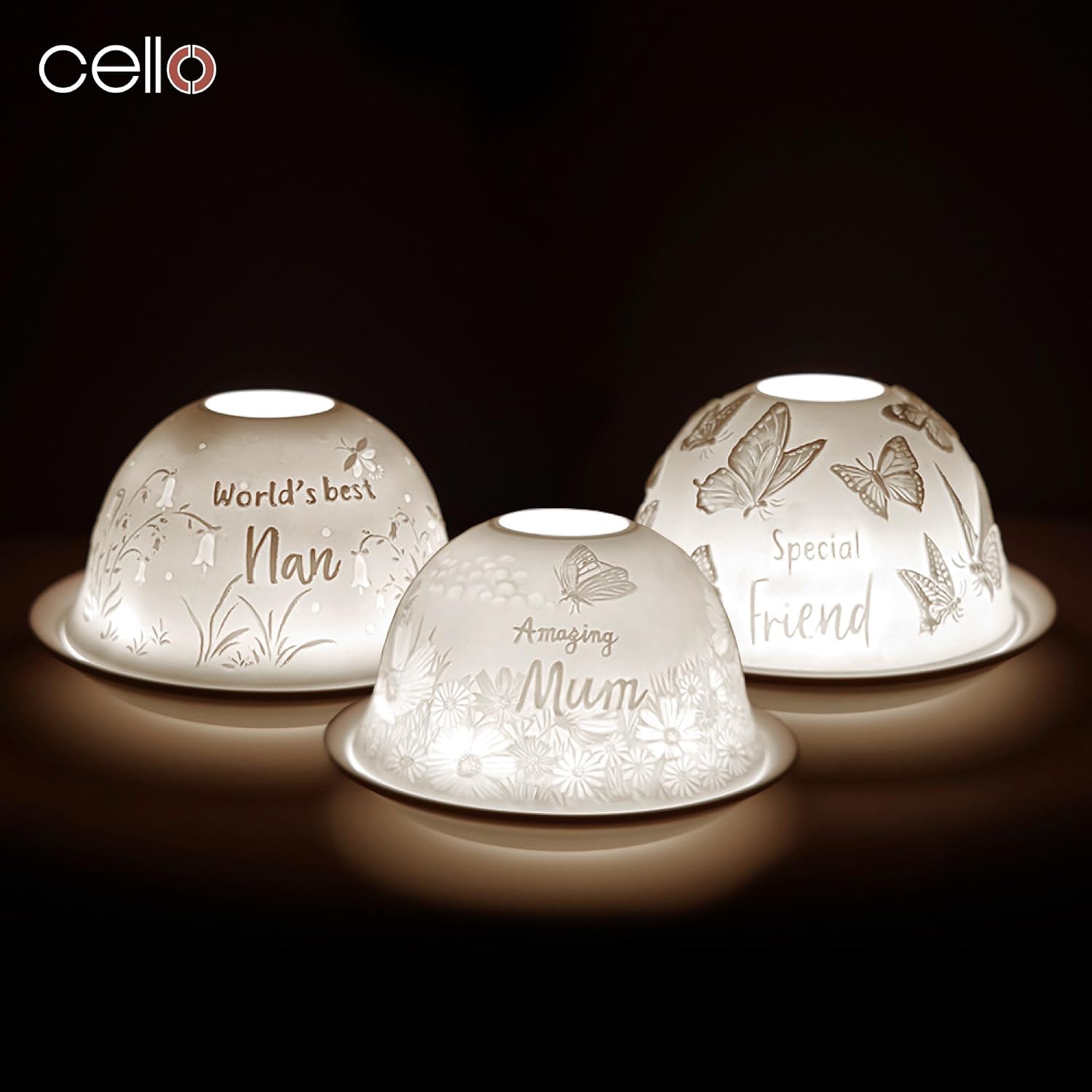 Thumbnail 5 de Cello Porcelain Tealight Holder Dome (World’s Best Nan) – 3D projection LED or tealight wax warmer