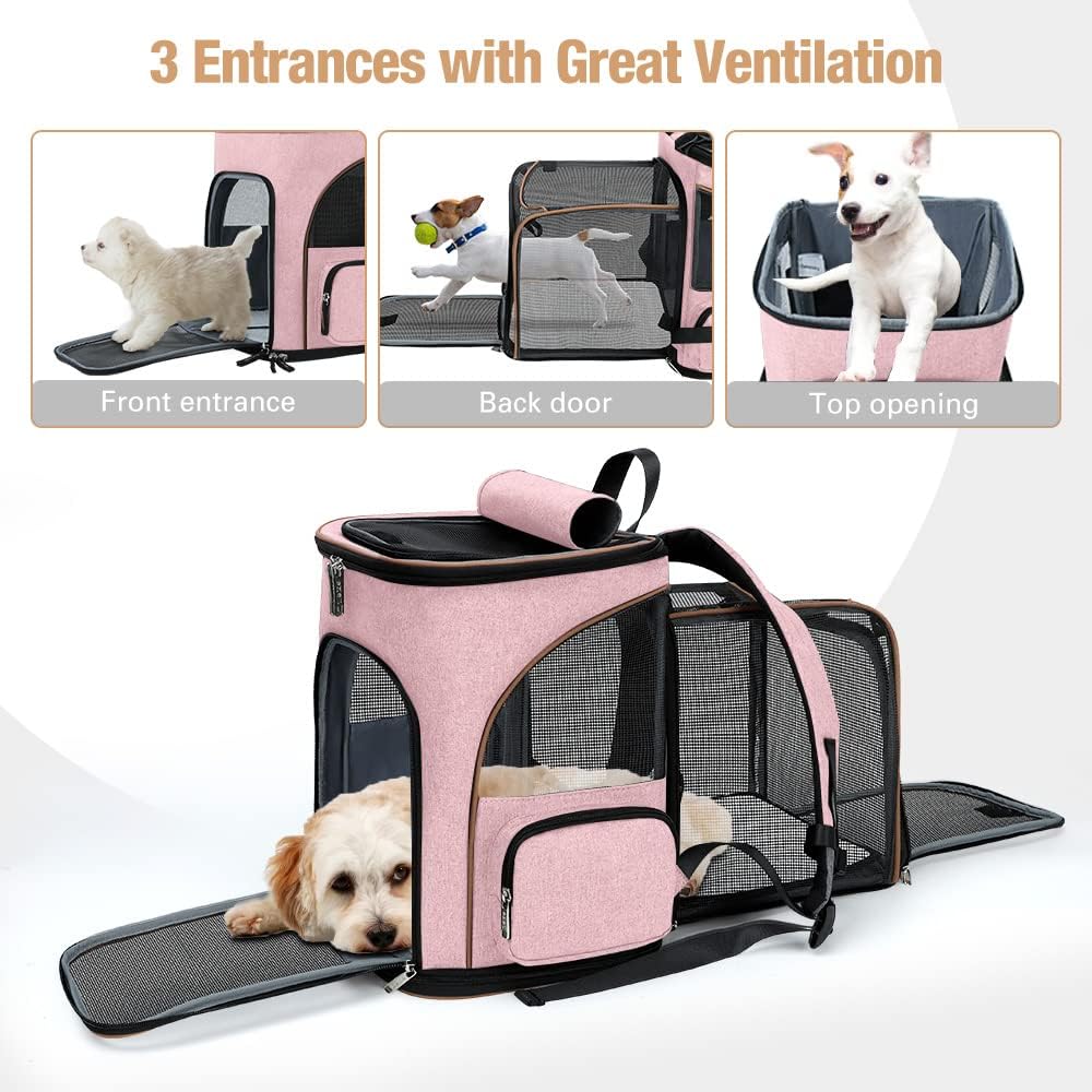 Thumbnail 1 de Lekesky Expandable Cat Carrier Backpack – Pink (Fits Small to Medium Pets, 20 lbs)