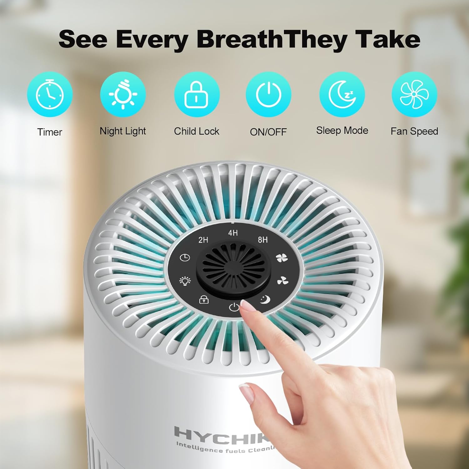 Thumbnail 3 de HYCHIKA bedroom air purifier with HEPA filter, fragrance sponge and 3 speeds (quiet HEPA cleaner)
