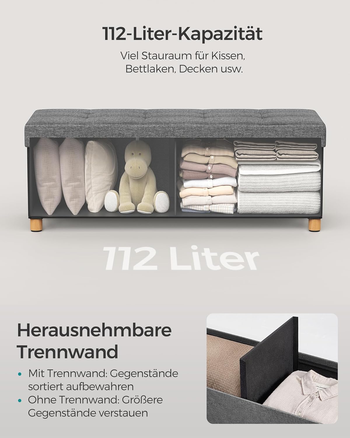 Thumbnail 5 de SONGMICS Sitzhocker mit Stauraum 112 L