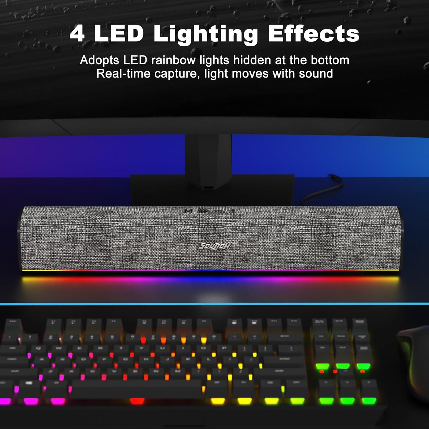 Thumbnail 1 de SOULION R100 PC Speakers: Compact USB‑Powered Bluetooth Soundbar for Desktop and Laptop