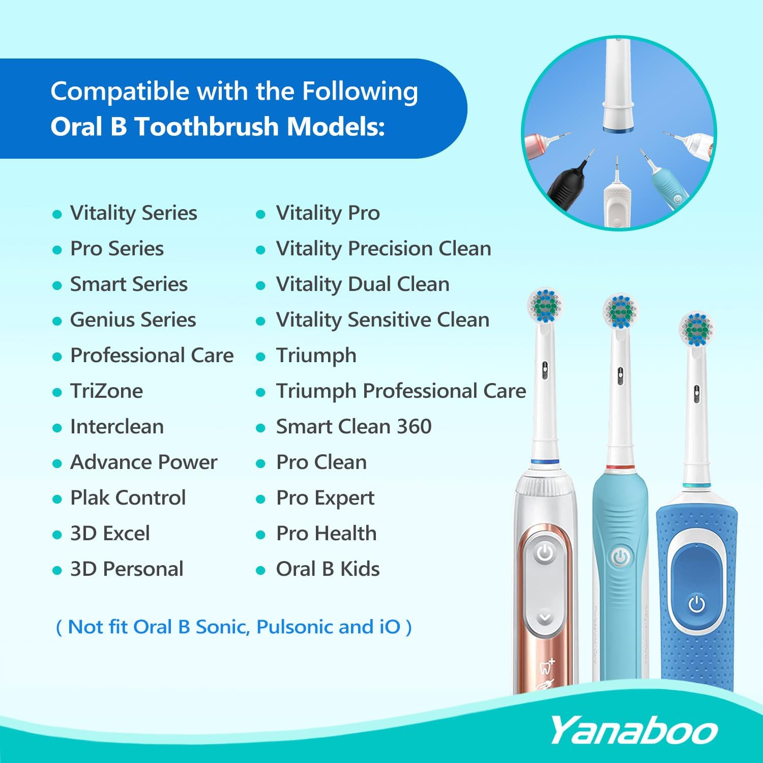 Thumbnail 2 de Yanaboo compatible replacement toothbrush heads for Braun & Oral-B electric models (8 pack, white)