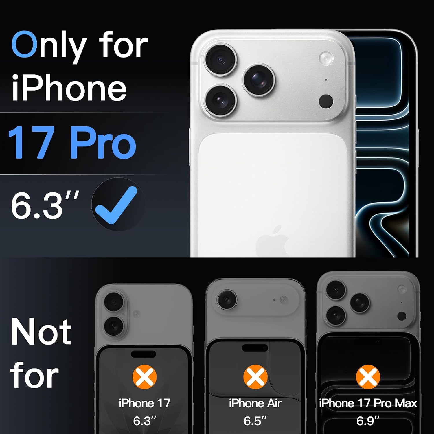 Detalle 2 de JETech Camera Lens Protector for iPhone 17 Pro 6.3-Inch (3-Pack) – 9H Tempered Glass, HD Clarity