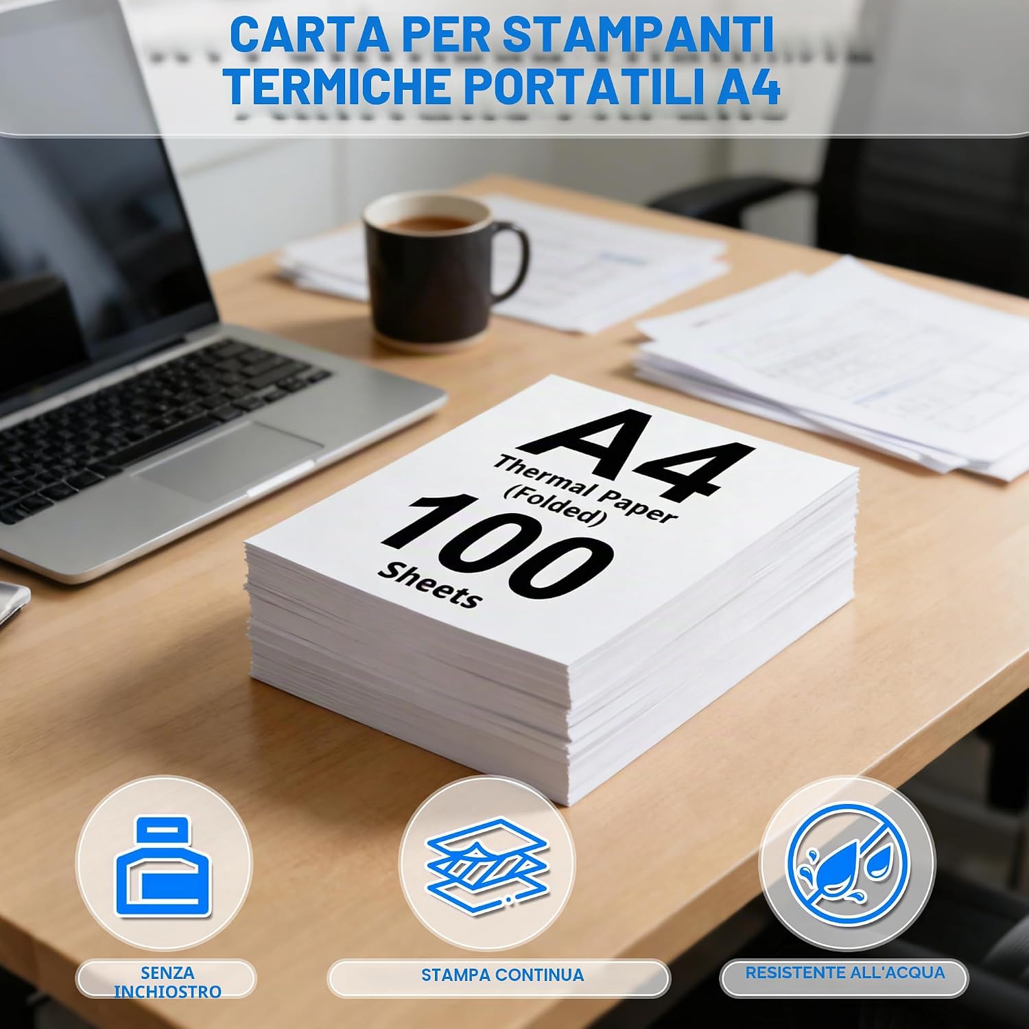 Thumbnail 6 de (100 fogli) Carta termica A4 per stampante, pieghevole, compatibile con la maggior parte delle stampanti termiche, senza BPA