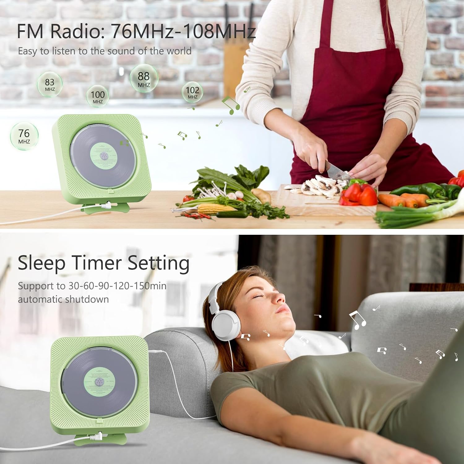 Thumbnail 4 de MICOCIOUS Portable CD Player Bluetooth with FM