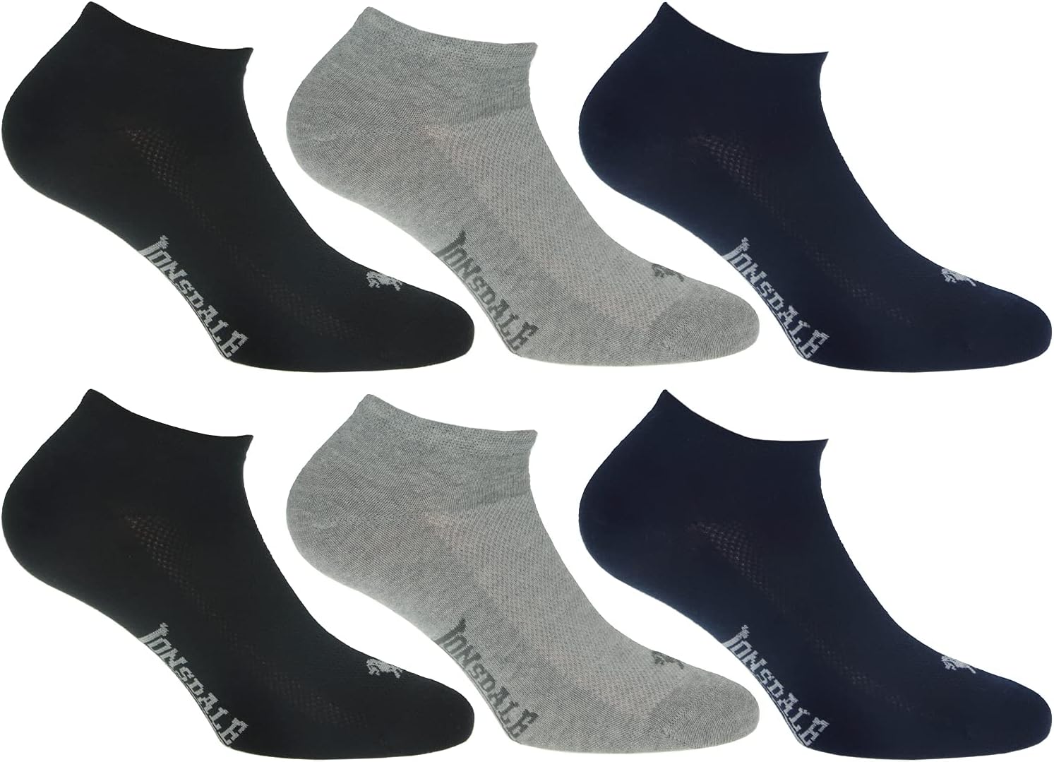 Detalle de Lonsdale Invisible Fresh: 6 Paia di Calzini Sneaker in cotone Piquet, comfort e versatilità