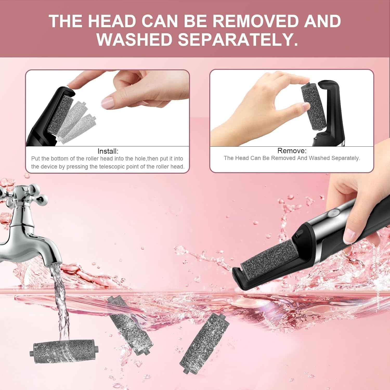 Thumbnail 5 de Dongxw Electric Callus Remover for Feet – Rechargeable Foot File with 3 Roller Heads