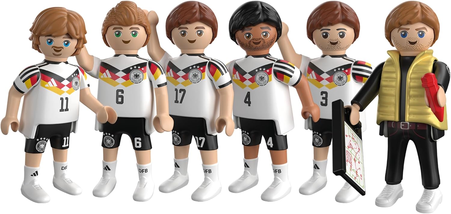 Detalle de PLAYMOBIL DFB WM Sammel Set 1 – Fußball-WM mit Julian Nagelsmann, Florian Wirtz, Joshua Kimmich, Jonathan Tah, Nick Woltemade, Waldemar Anton und Trainer (210449)