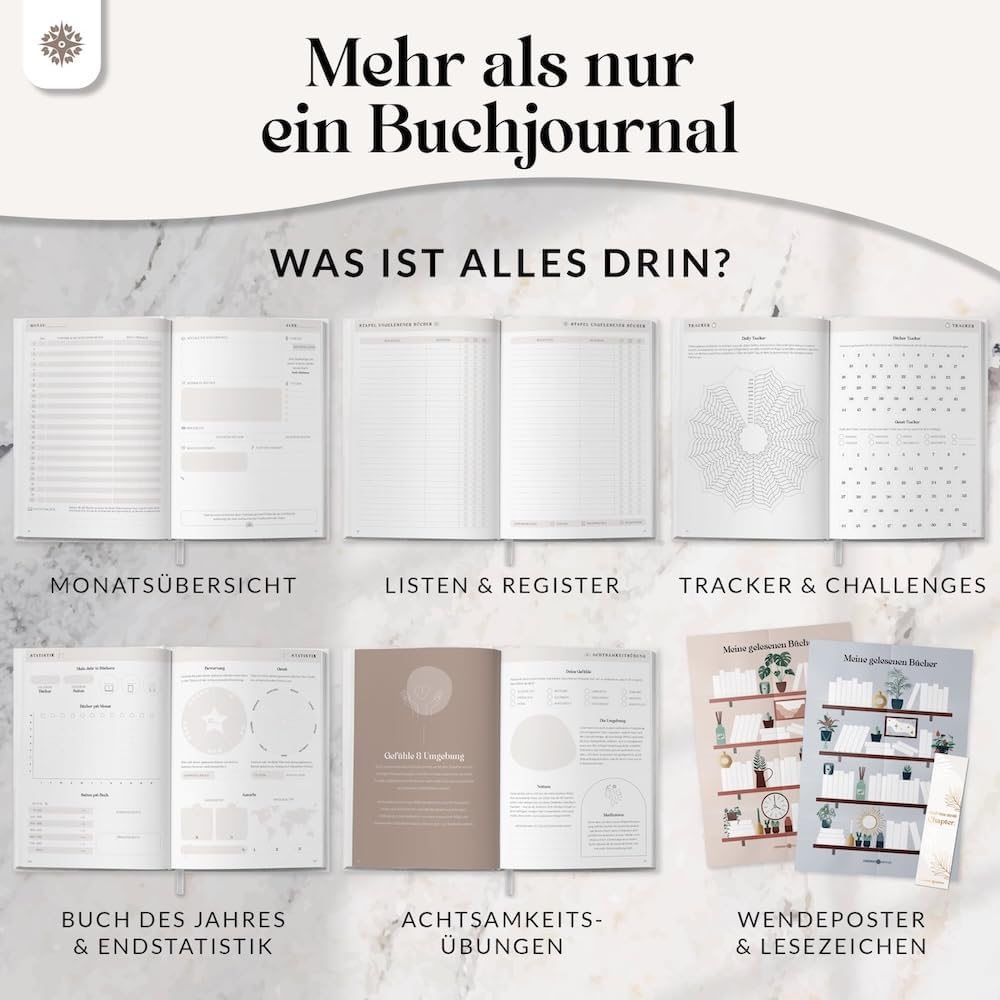 Detalle de Lebenskompass Buchclub PEARL Lesetagebuch A5