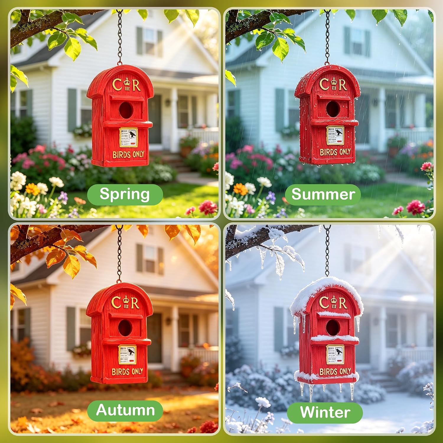 Detalle de Attivolife Garden Bird House: Outdoor Weatherproof Resin Mailbox Nyck Nest Box for Small Birds