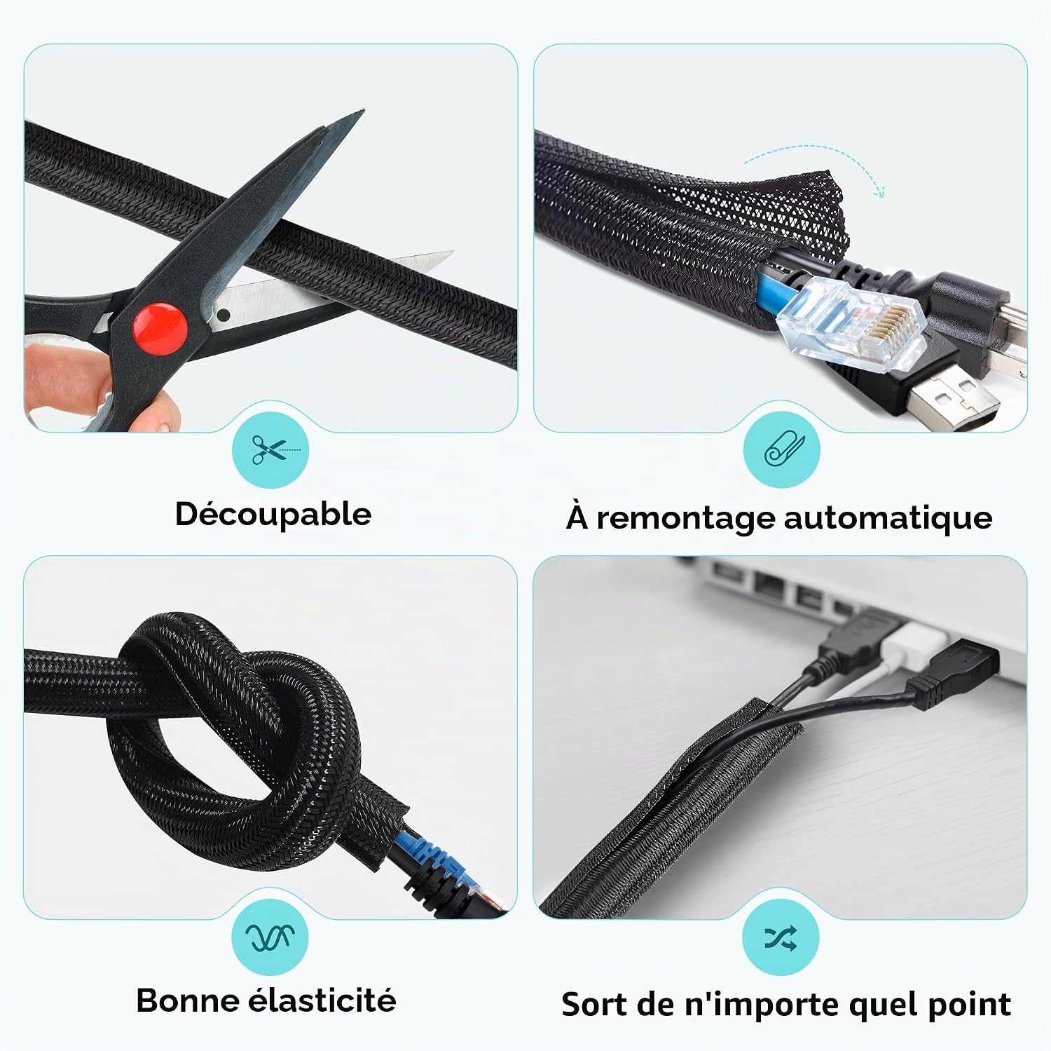 Thumbnail 6 de YuanPals kabelmanagementhuls 13 mm, 3 m, zwart voor 3 tot 5 kabels