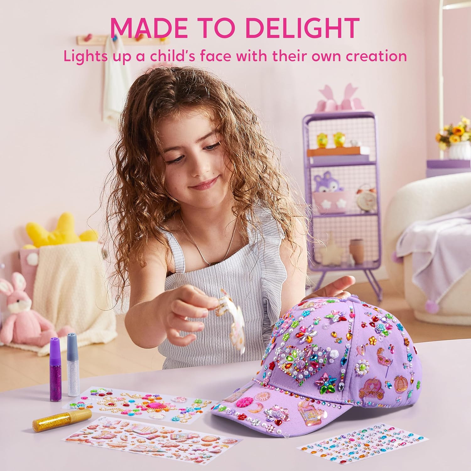 Thumbnail 6 de Klever Kits DIY Baseball Cap Craft Kit (Gifts for Girls Ages 5–12) — Decorate Your Own Hat with Gem Stickers