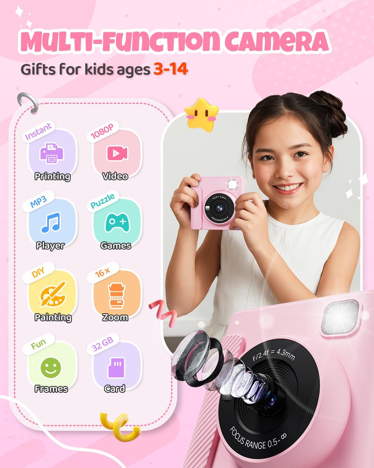Detalle 2 de TIATUA Kids Camera Instant Print 2.4" 32GB