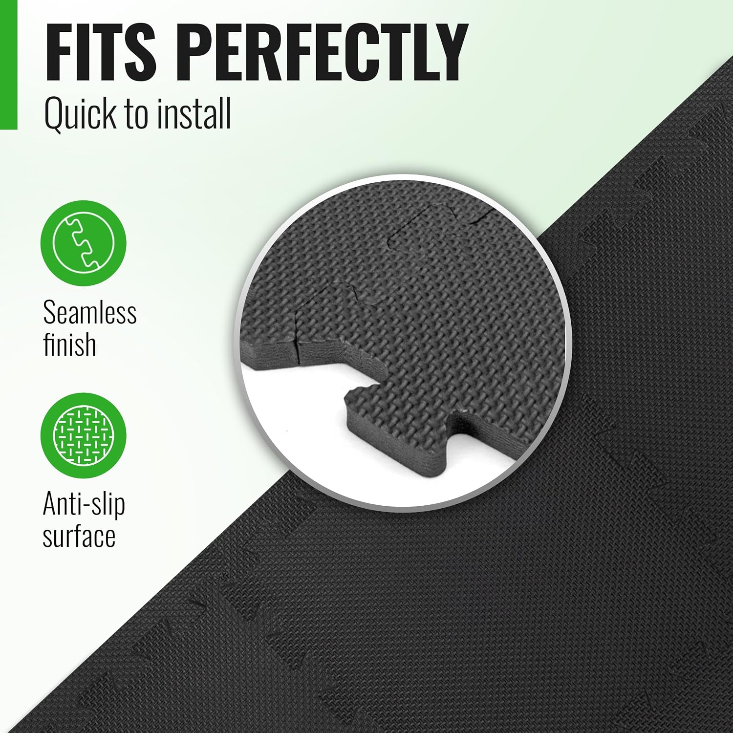 Detalle 2 de AthleticPro 60 x 60 cm Interlocking Gym Mats, 1.2 cm Thick, 8-Piece Set