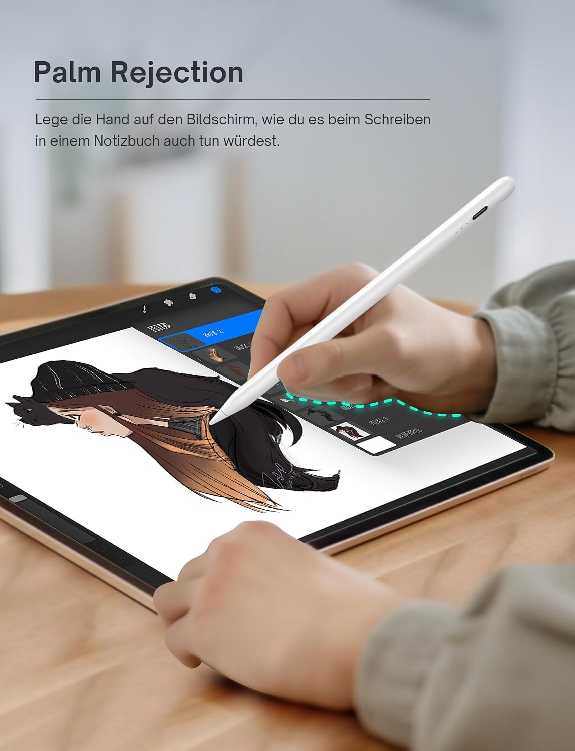 Detalle de MEKO Stift für iPad – Apple Pencil 2. Generation, magnetische kabellose Schnellaufladung & Neigungserkennung