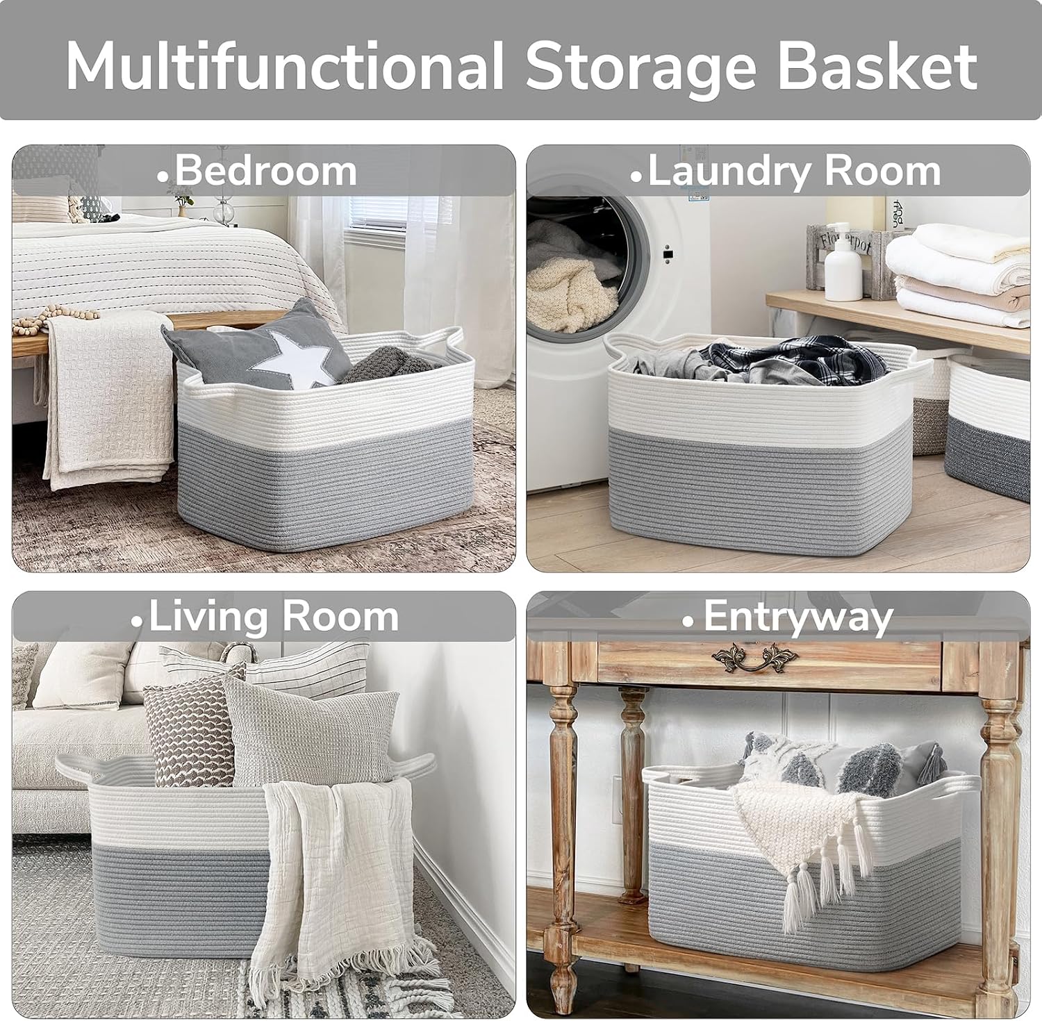 Detalle 2 de Goodpick Woven Rope Storage Basket Cotton Rope
