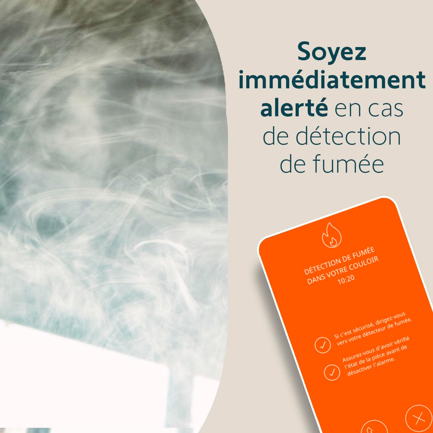 Thumbnail 3 de Somfy 1870289 Détecteur de fumée connecté avec sirène 85 dB – Compatible Home Alarm (Advanced, Essential) et Somfy One(+), Blanc