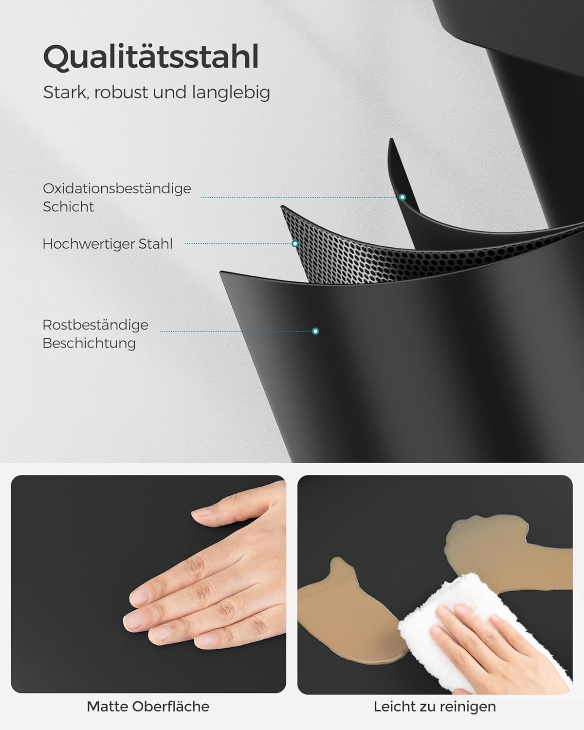 Thumbnail 5 de SONGMICS 3-Fächer-Küchen-Mülleimer LTB45B mit 45-Liter-Mülltrennsystem (Metall, 3×15 Liter, Tretdeckel)