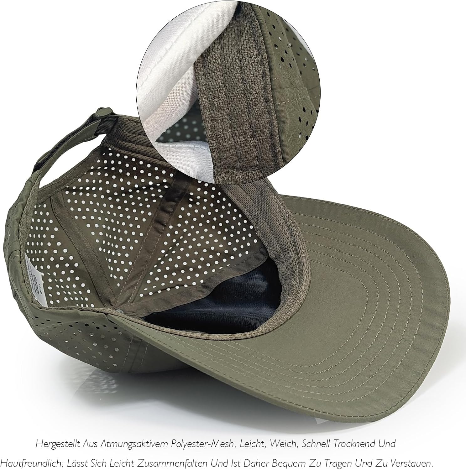 Detalle de HIQIU Baseball Cap Herren/Sommer Mesh – atmungsaktive, schnell trocknende Sport-Outdoor-Cap mit verstellbarem Band