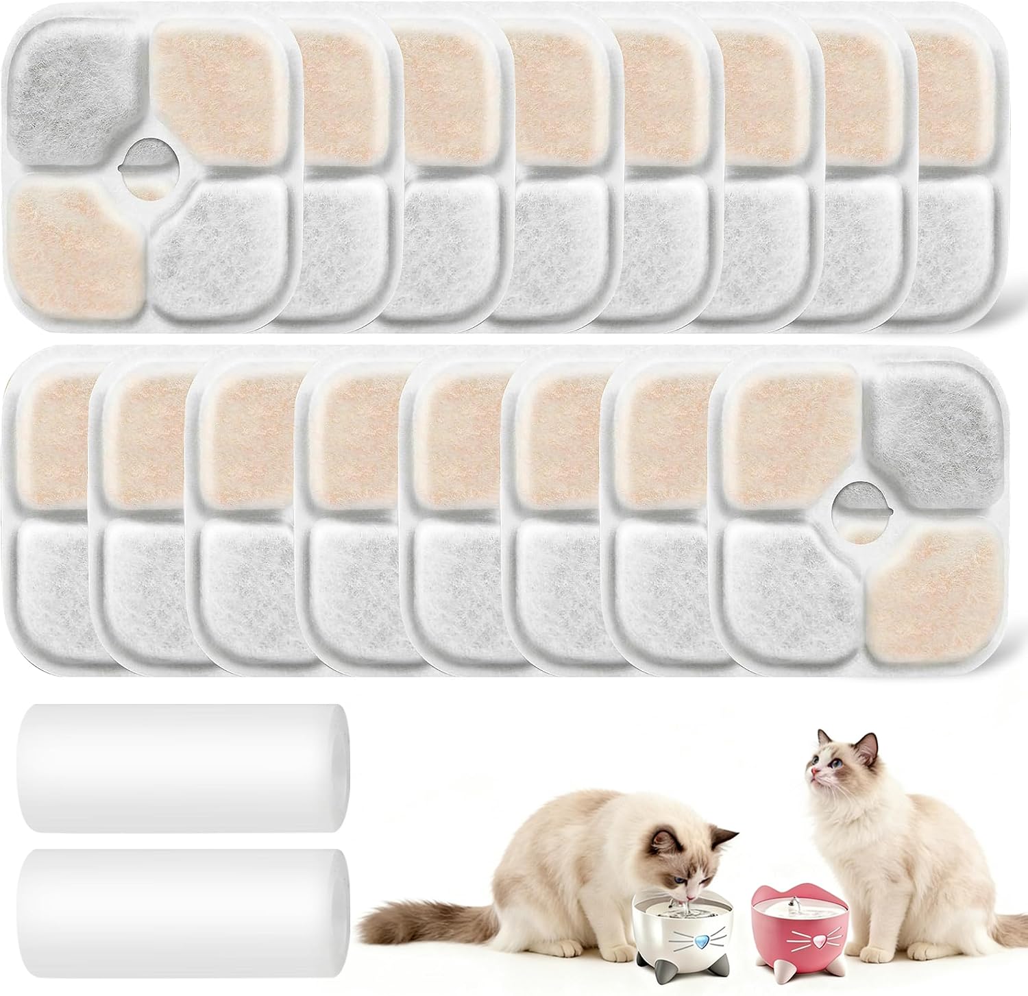 Detalle de 16 filtri fontanella per gatti Catit Pixi 2,5 L – Tripla filtrazione e accessori incluso